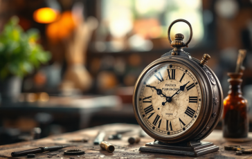 Orologio storico in fase di manutenzione con attrezzi