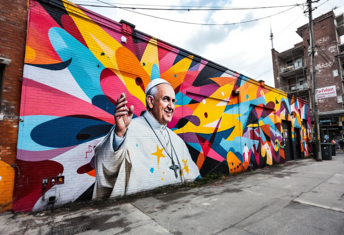 Aielli e Laika: il murale su Papa Francesco che invita alla riflessione