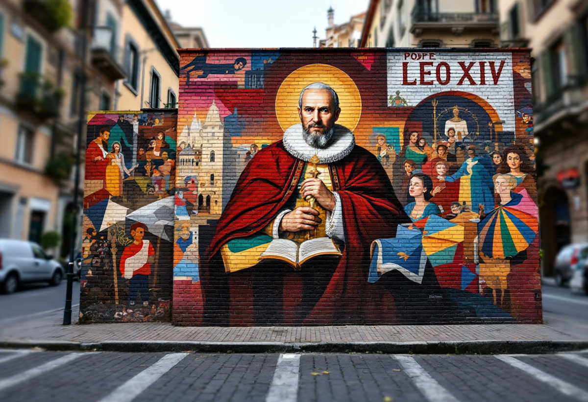 Un murale dedicato a Papa Leone XIV a Milano