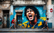 Murale di Maradona a Napoli, simbolo di passione calcistica