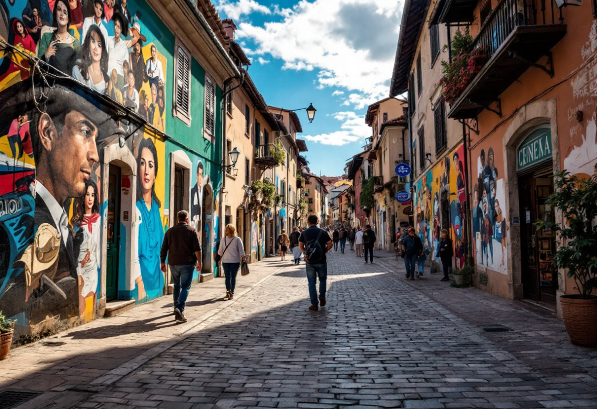 Murales che trasformano Gherardi in un set cinematografico