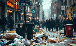 Volontari a Napoli raccolgono rifiuti dopo la festa scudetto