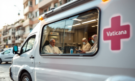 La papamobile trasformata in stazione sanitaria per bambini