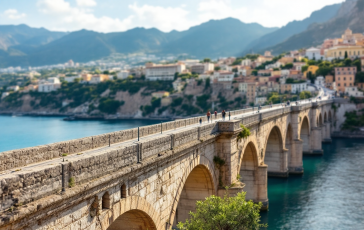 Vista panoramica del ponte sullo Stretto di Messina