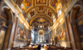 Interno della Cappella Sistina durante i preparativi per il conclave