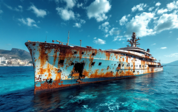 Immagine del relitto del superyacht Bayesian recuperato