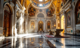 Vista della storica sala del conclave a Venezia