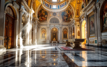 Vista della storica sala del conclave a Venezia
