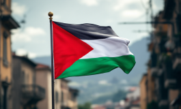 Il sindaco di Spoleto con bandiera palestinese