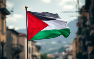 Il sindaco di Spoleto con bandiera palestinese