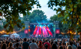 Stefano De Martino durante un concerto estivo a Milano
