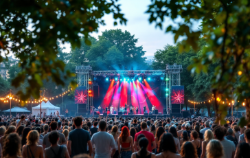 Stefano De Martino durante un concerto estivo a Milano