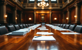 Immagine di un tavolo di discussione tra politici