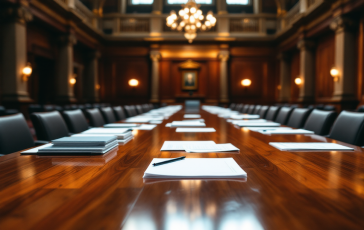 Immagine di un tavolo di discussione tra politici