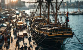 Il veliero Vespucci in porto a Gaeta durante il tour