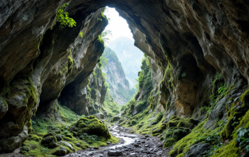Escursionista in grotta durante un'esplorazione pericolosa