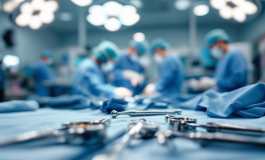 Chirurgo esegue un trapianto di fegato con robot