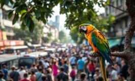 Immagine di un pappagallo in un contesto di lite