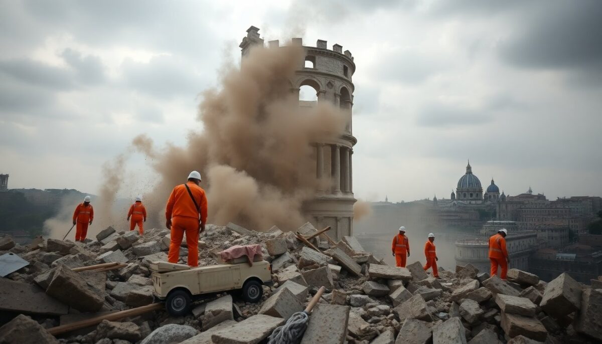 Crollo alla Torre dei Conti: indagini in corso e lutto per la tragedia di Octav Stroici