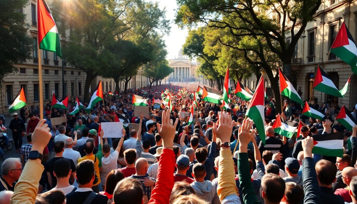 Roma accoglie una grande protesta pro-Palestina e contro il riarmo