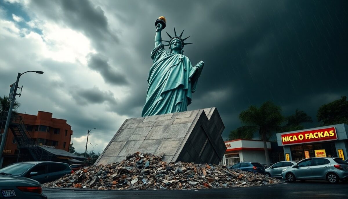 Crolla una Replica della Statua della Libertà in Brasile: Colpita da Venti Impetuosi