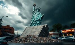 crolla una replica della statua della liberta in brasile colpita da venti impetuosi 1765877304 265x160