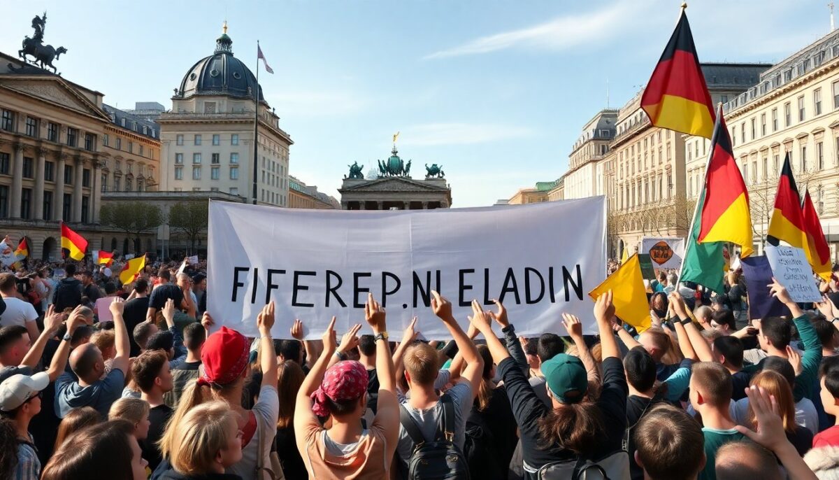 Giovani a Berlino protestano contro la legge sulla coscrizione militare in Germania