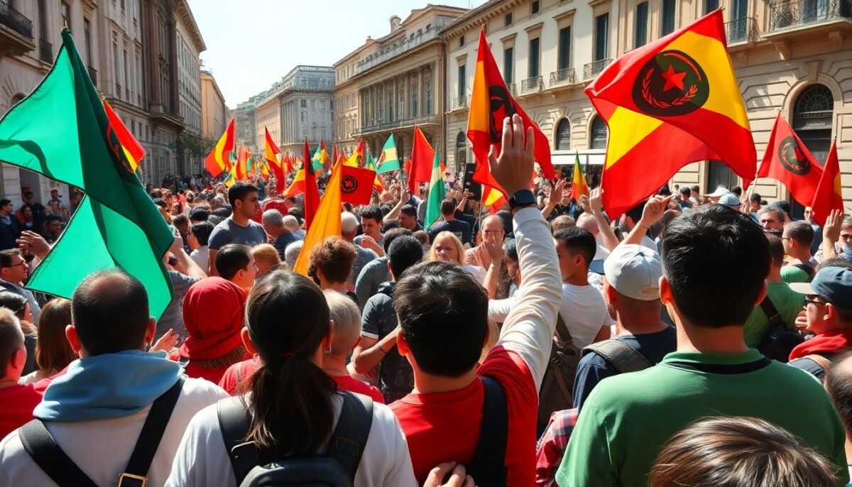 Manifestazione a Torino a sostegno del centro sociale Askatasuna