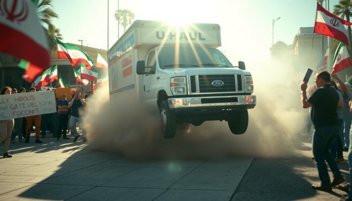 U-Haul investe manifestanti a Los Angeles contro il regime iraniano