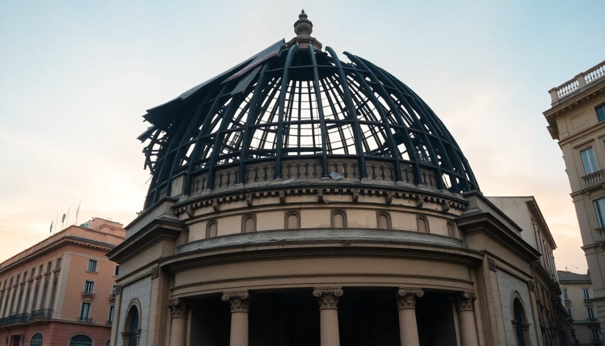 Crollo della cupola al teatro sannazaro: fiamme in via chiaia a Napoli