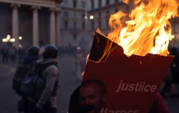 corteo a roma fiamme sui manifesti di meloni e nordio tensioni nel dibattito 1773543625 364x230