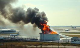 drone causa incendio vicino allaeroporto di dubai e sospende i voli 1773630630 265x160