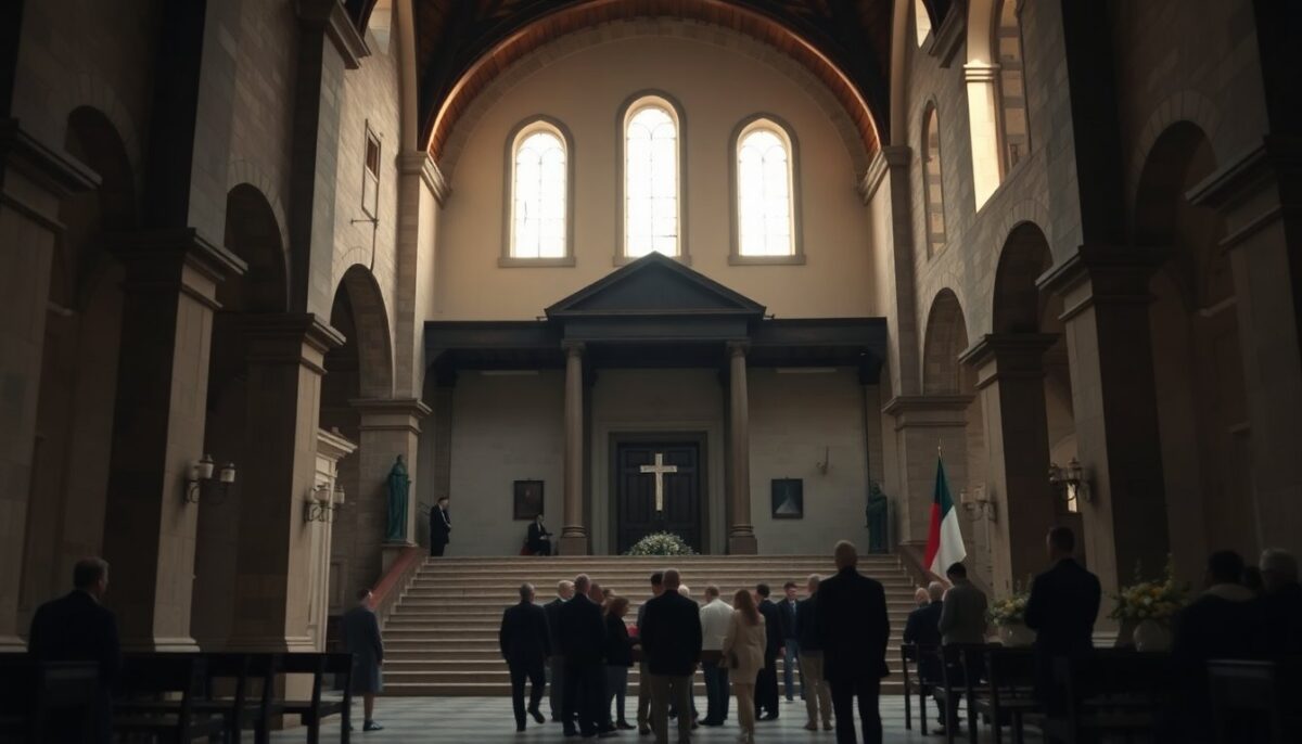 Funerali di Umberto Bossi a Pontida: il rito nell'abbazia di San Giacomo