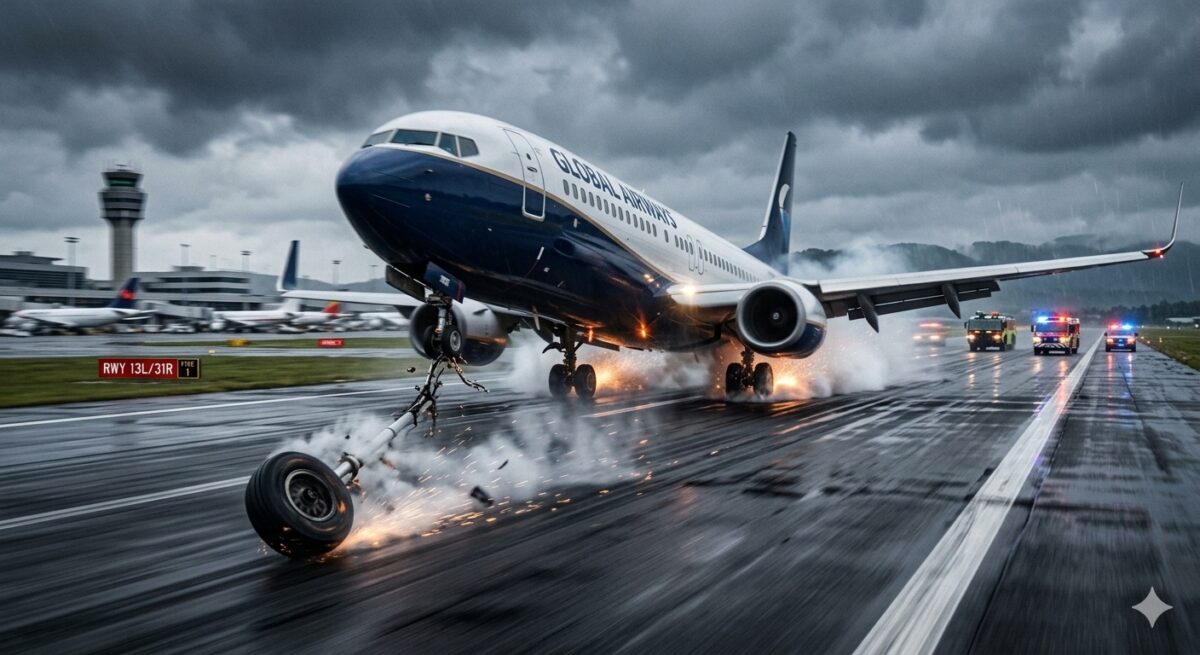 Aereo perde una ruota durante l’atterraggio: panico per i passeggeri