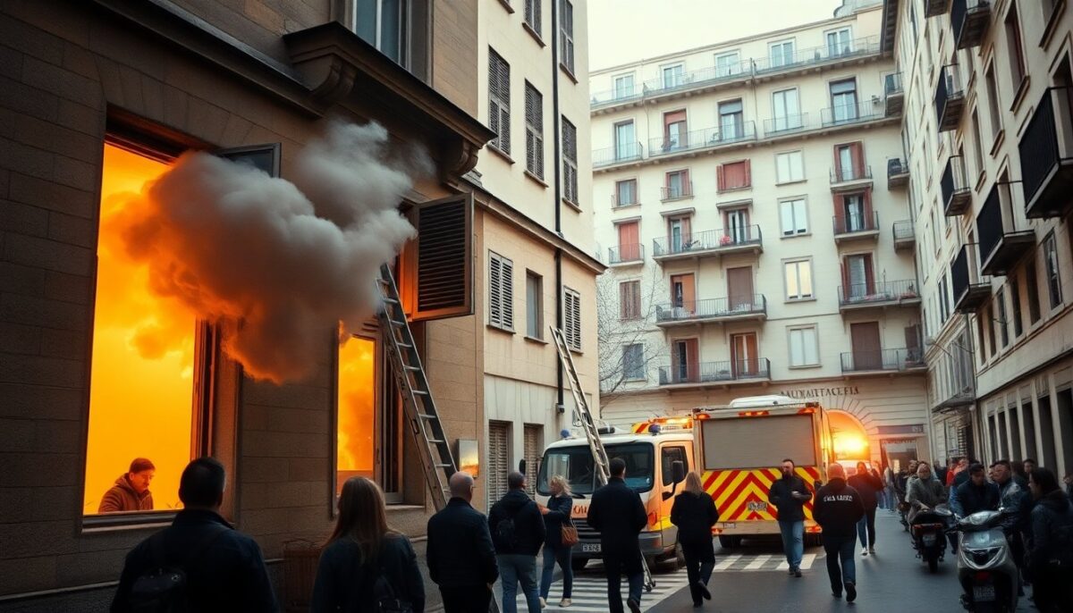 Incendio a Gorla: palazzo evacuato e soccorsi intervenuti