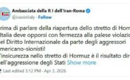 iran teheran riapertura hormuz italia chieda stop aggressione usa israele 2