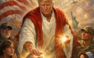 luce divina e fedeli in preghiera trump come gesu nellimmagine ai postata su truth 2