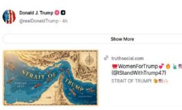 Stretto di Hormuz diventa Stretto di Trump la nuova mappa condivisa su Truth 265x160
