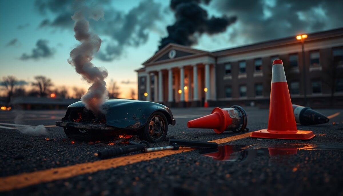 Esplosione nel parcheggio del tribunale di Ivrea provoca un incendio