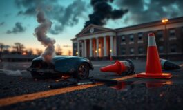 Esplosione nel parcheggio del tribunale di Ivrea provoca un incendio