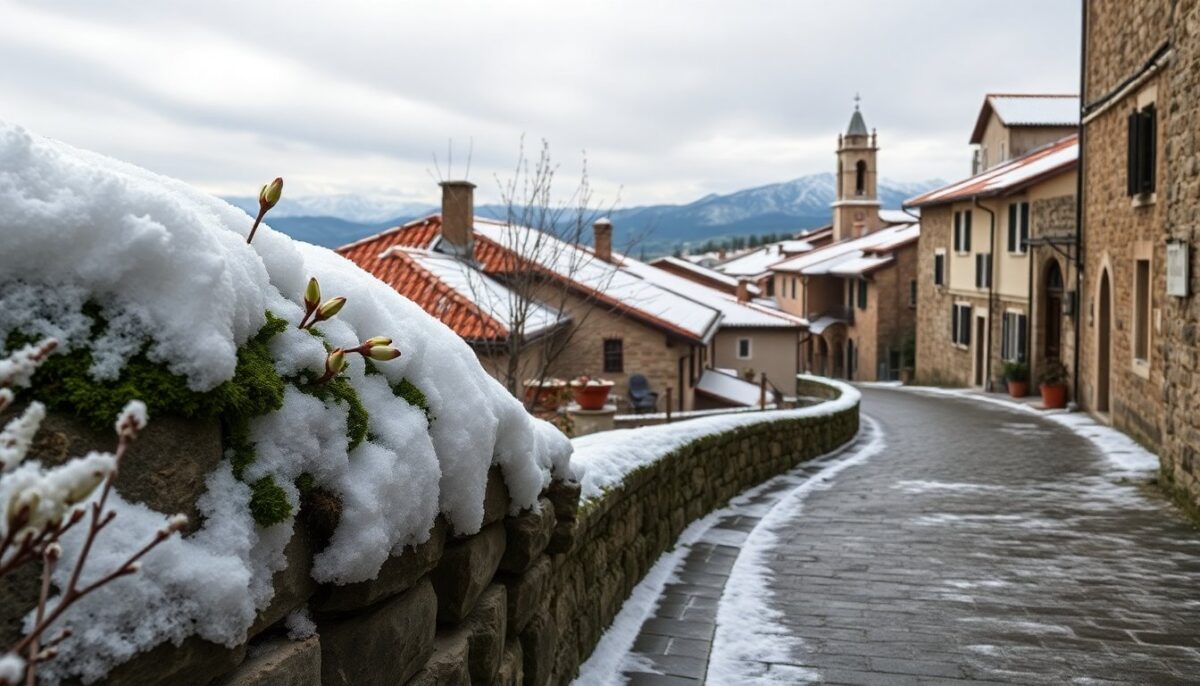 Improvvisa nevicata in tarda primavera in provincia dell'Aquila