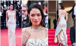 Cannes Elodie sul tappeto rosso con un look da diva daltri tempi 265x160