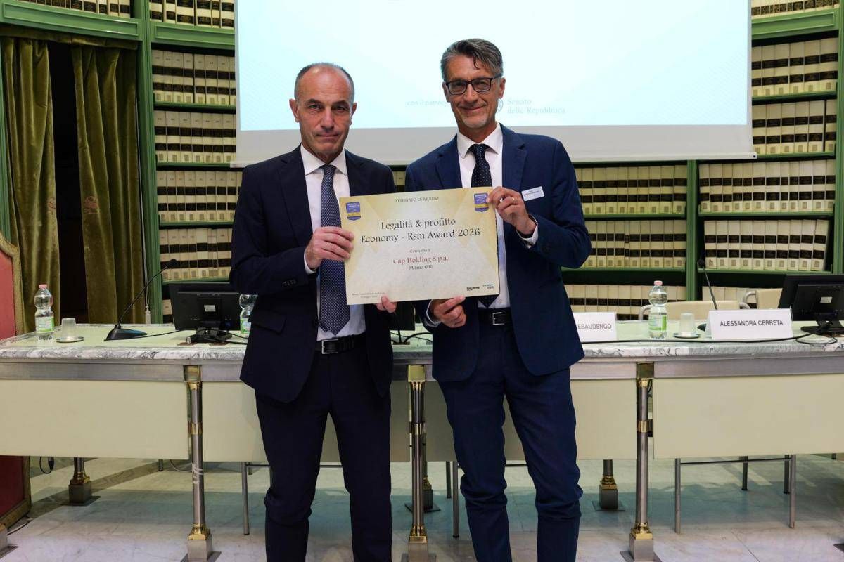 Gruppo Cap riceve in Senato premio 'Legalità e Profitto 2026'