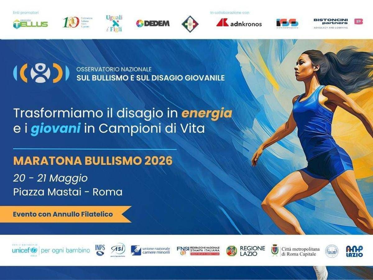 Maratona Bullismo 2026, 'Piazza del Rispetto' apre ai giovani, 20-21 maggio piazza Mastai spazio di incontro