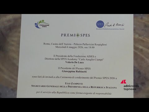 Premio Spes 2026 a Ugo Zampetti per l'alto senso civico e il servizio alla Repubblica