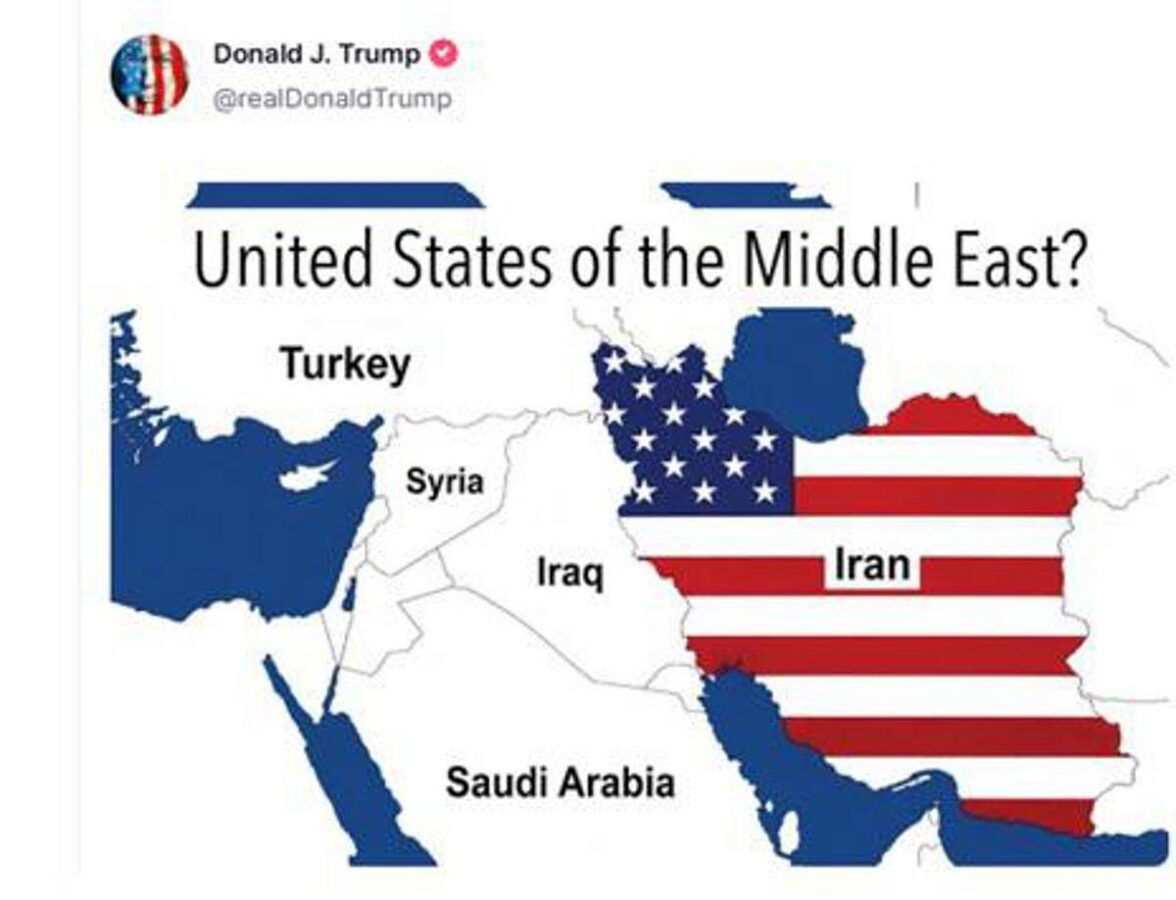 Trump e l'Iran 'americano', il presidente pubblica la mappa a stelle e strisce