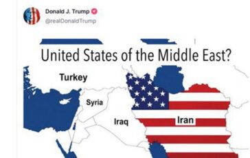 Trump e lIran americano il presidente pubblica la mappa a stelle e strisce 364x230