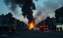 Colpo israeliano provoca incendio vicino ad Al-Jalaa Roundabout a Gaza