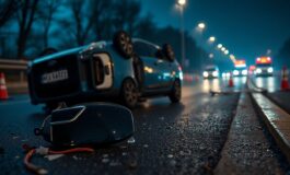 Incidente sulla tangenziale di Novara: Opel Corsa si ribalta e lascia due feriti gravi