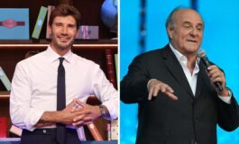 Gerry Scotti e Stefano De Martino labbraccio e lappello Fateci finire alle 21.30 265x160